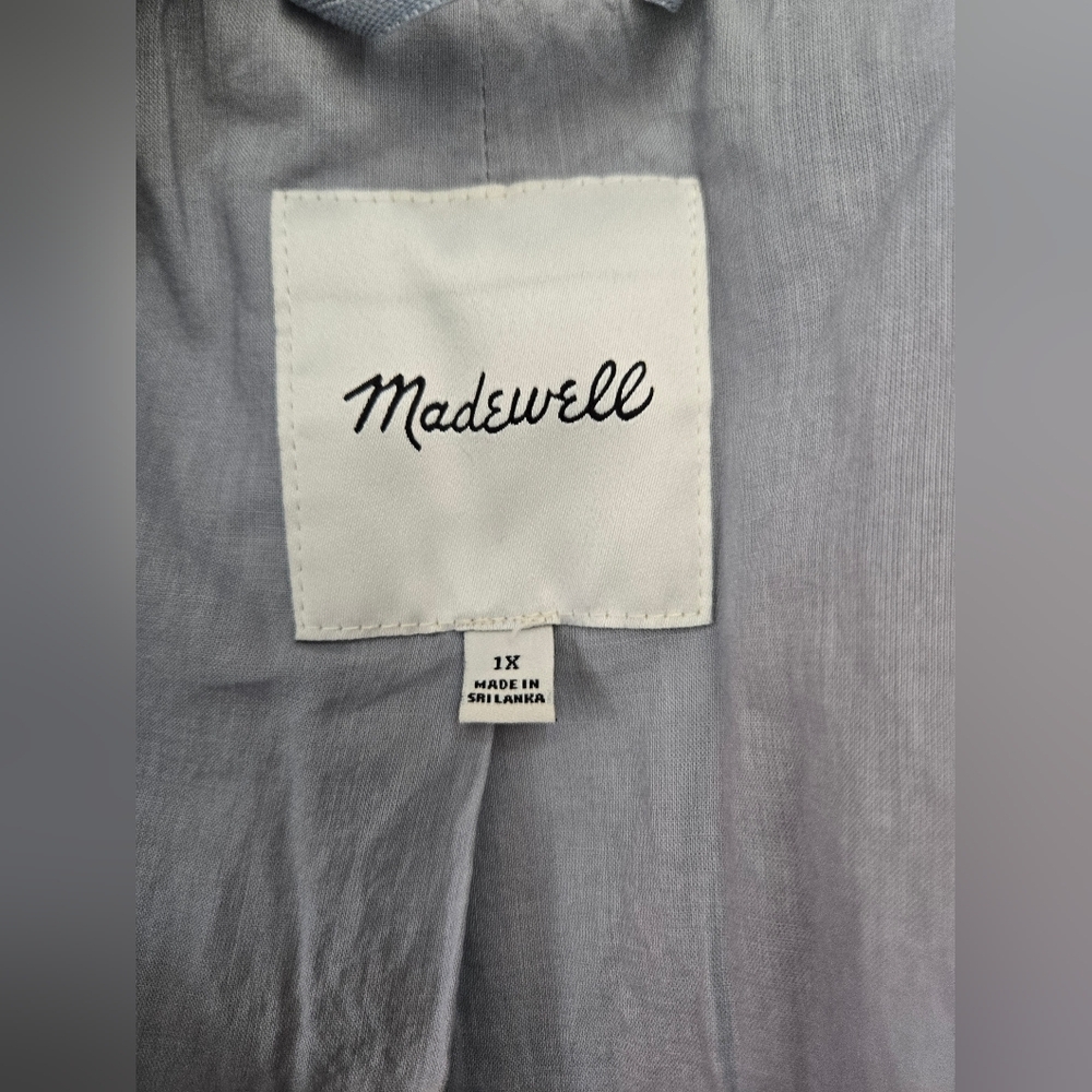 Madewell Linen And Cotton Windowpane Light Blue Jacket. Size 1X - Picture 9 of 13